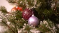 Decorated Chrismas Tree Detail With Two Christmas Balls