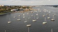 Cinematic View Over The Yacht Harbor Of Perth Amboy.