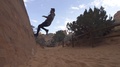 Man Does 2 Step Wall Flip Hand Plant On Desert Rocks Slow Motion