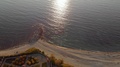 Aerial View Of Sea Waves And Sand Beach At Sunset, Aerial Drone Static Shot
