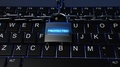 Lock With Chains On Laptop Keyboard Security Concept With Protected Text