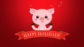 Animated Closeup Happy Holidays Text And Funny Pig