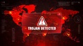 Trojan Detected Alert Warning Attack On Screen World Map Loop Motion.