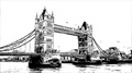 Black And White Animation Of Tower Bridge In London Uk.