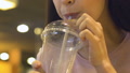 Teenage Girl Enjoying Sweet Drink From Big Plastic Glass, Take-Away Beverages