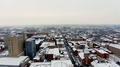 Birds Eye View Of Lancaster, Pa In Winter, Small Town Covered In Fresh