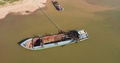 Fly Over An Operation Of Pumping Sand Out Of Dredging Boats Through A Pipe
