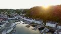 Aerial European Town By The Sea At Sunset