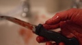 Killer With Bloody Shaking Hand Drops Knife Murder Weapon, 4k