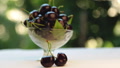 Panorama, Sweet Cherry In A Glass Vase, Fruit In A Vase, With Beautiful Blurred
