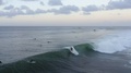 Hawaii Hanalei Bay Surfer Surfing, Turns On Rolling Wave. Kauai Drone Shot