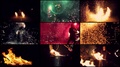 Collage Fire Show. A Group Of Professional Artists Performs A Variety Of Fire