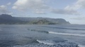 Flat Log Profile Surfer Waves In Hanalei Bay Kauai Hawaii. Drone Aerial View In