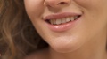 Close-Up Of Charming Wide Smile Of Young Woman With Healthy White Teeth.
