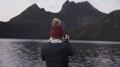 Woman Photographing Cradle Mountain Lake