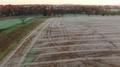 Aerial Of An Open Field Covered With A Touch Of Frost, Amish Country,