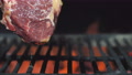 Grilled Steak. Ribs On Barbecue Grill. Cooking Delicious Juicy Meat Steaks On