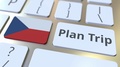Plan Trip Text And Flag Of The Czech Republic On The Computer Keyboard, Travel