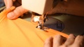 Woman Hands Sew On Old Sewing Machine Close Up Slow Motion
