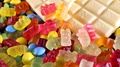 Sweets, Chocolates, White Chocolate Bar Gummy Bears