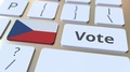 Vote Text And Flag Of The Czech Republic On The Buttons On The Computer Keyboard