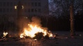 Public Fire On Downtown Street At Anti-Capitalism Manifestation
