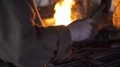 Blacksmith Working Metal With Hammer. Slow Motion. Heavy Industry