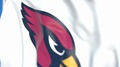 Flying Flag With Arizona Cardinals Team Logo, Close-Up. Editorial Loopable 3d