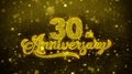 30th Happy Anniversary Golden Text Blinking Particles With Golden Fireworks