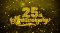 25th Happy Anniversary Golden Text Blinking Particles With Golden Fireworks