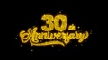 30th Happy Anniversary Typography Written With Golden Particles Sparks Fireworks