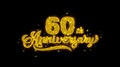 60th Happy Anniversary Typography Written With Golden Particles Sparks Fireworks