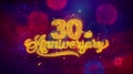 30th Happy Anniversary Greeting Text Sparkle Particles On Colored Fireworks