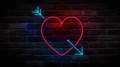 Heart With Arrow Neon Sign, Love Neon Symbol