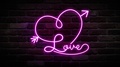 Valentines Heart Icon Neon Sign Animation, Love Icon Neon Sign