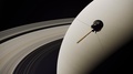 Cassini Spacecraft Probe Orbiting To Dark Side Of Saturn, Tracking Shot
