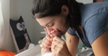 Mother Loving And Affection Newborn Baby Feet And Foot