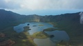 Green Slopes Of Caldera Of Extinct Stratovolcano Caldeirao Do Corvo. Aerial Of