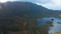 Hills And Lakes In Big Caldera. Old Inactive Volcano Caldeirao On Corvo Island