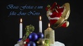 Santa Claus Next To National Christmas And New Year Wishes Portuguese
