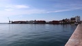 View Of The Port Of Thessaloniki, Greece, Slow Motion. Harbor On A Sunny