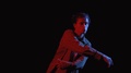 Colour Portrait Of Young Man Dancing In Neon Light Or Concept Of Modern Dance