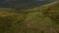 Moving Down The Slope Of Caldera. Aerial Of Caldeirao Volcano Of Corvo Island