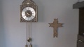Silver Decorative Engraved Ornate Hanging Clock With Swinging Pendulum On