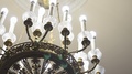 Chandelier Vintage Closeup Rich Crystal Style Design On White Ceiling Background