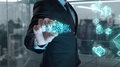 Businessman With Voluntary Arbitration Hologram Concept