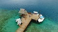 Small Jetty At Beautiful Bora Bora Lagoon. Speedboat Ready To