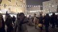 Perchten Scaring Crowd In Salzburg Christmas Market At Night