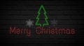 Merry Christmas Neon Light On Wall. Banner Blinking Neon Sign Style.