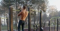 Athlete Doing Pull Ups In The Park